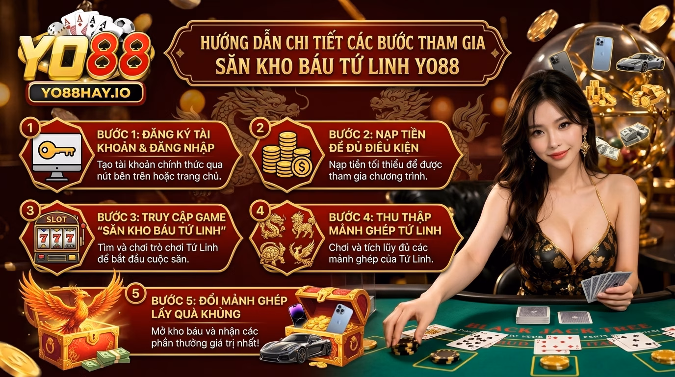 yo88 Các bước tham gia săn hũ kho báu tứ linh YO88 chi tiết yo88 Các bước tham gia săn hũ kho báu tứ linh YO88 chi tiết